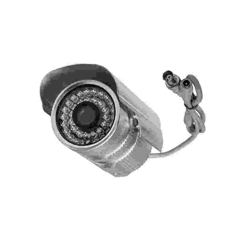 Silver security camera with wires attached. Silver security camera with wires attached.