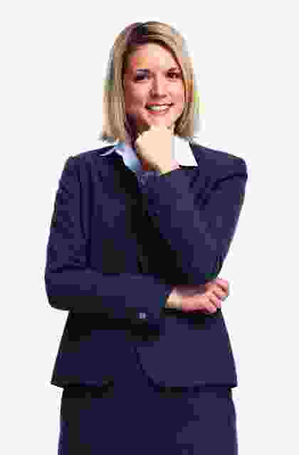 Confident woman in a navy blazer with arms crossed, smiling. Confident woman in a navy blazer with arms crossed, smiling.