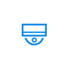 Icon of a surveillance camera in blue on a gray background. Icon of a surveillance camera in blue on a gray background.