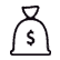 Icon of a money bag with a dollar sign. Icon of a money bag with a dollar sign.